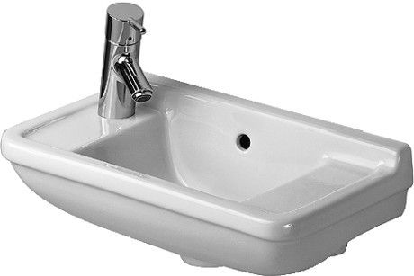 Umywalka ceramiczna DURAVIT Starck 3 2-otworowa z przelewem z półką na baterię 500 x 260 mm biały alpin z powłoką WonderGliss | 07515000001