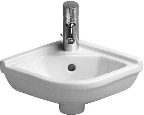 Umywalka ceramiczna DURAVIT Starck 3 narożna z otworem z przelewem z półką na baterię 430 x 380 x 160 mm biały alpin | 0752440000