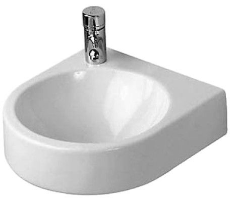 Umywalka ceramiczna DURAVIT Architec mała z otworem bez przelewu z półką na baterię 360 x 380 x 150 mm biały alpin | 0766350008