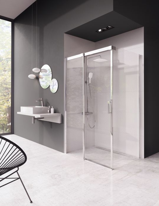 Kabina RAVAK Matrix MSDPS-120/80 strona prawa 1200 x 1950 mm satin szkło hartowane transparent bez powłoki | 0WPG4U00Z1
