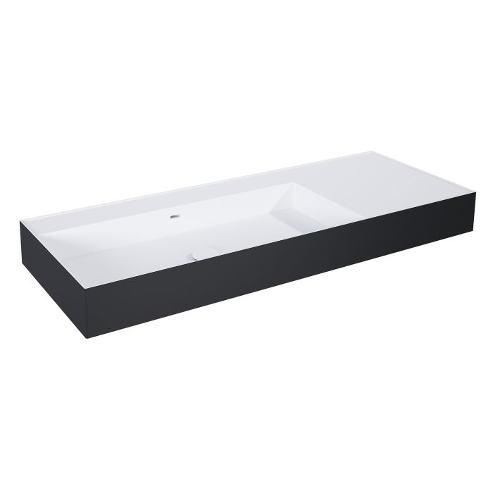 Umywalka Solid Surface ROCA Level ścienna lewa 120 x 455 mm bicolor white matt/ black matt | RE041461236030