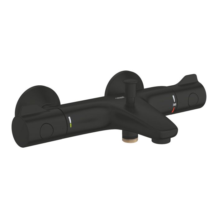 Bateria wannowa z termostatem GROHE Grohtherm 800 2-otworowa matte black  | 1022032430