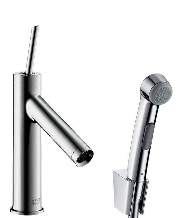 Bateria umywalkowa stojąca HANSGROHE Axor Starck 1-uchwytowa 1-otworowa mosiężna chrom zawiera: 1-uchwytowa bateria umywalkowa, główka bidette,_x000D_ uchwyt prysznicowy, wąż prysznicowy_x000D_ | 10300000