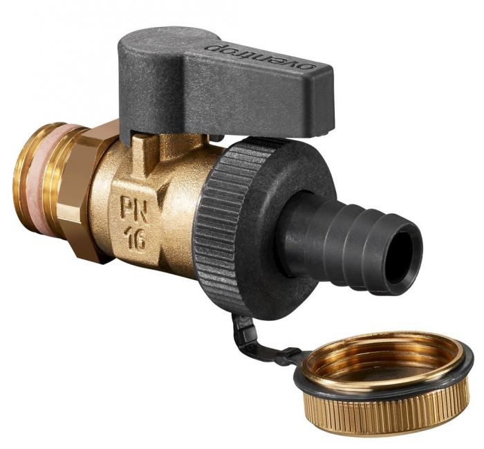 Zawór kulowy Optiflex mosiądz DN 10 3/8" GZ z końcówką do węża i zaślepką