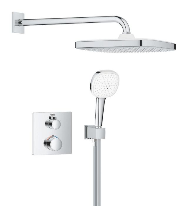Zestaw prysznicowy GROHE Grohtherm chrom z deszczownicą Tempesta 250 Cube  | 1039950000