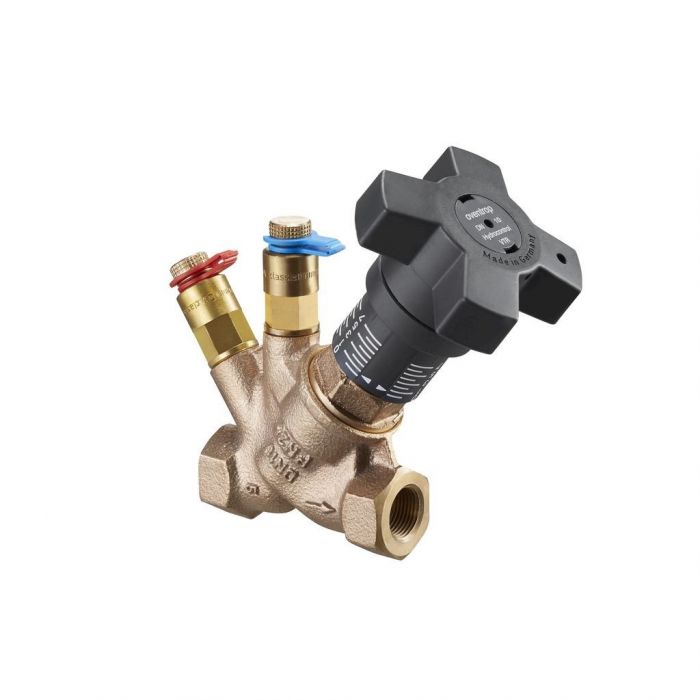 Zawór równoważący Hydrocontrol VTR z brązu DN 15 1/2" GW technika pomiarowa "classic" z zestawem 2 króćców pomiarowych G 1/4" PN 25 Kvs 3