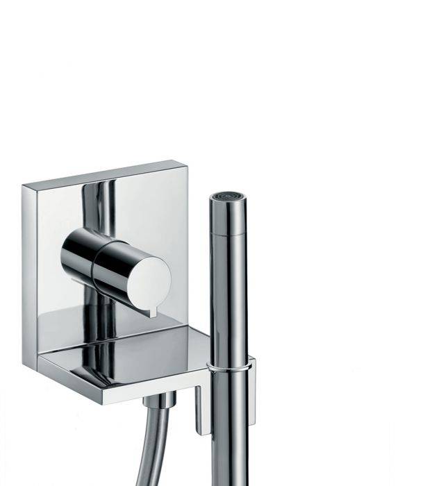 Axor ShowerCollection element zewnętrzny 120 x 120 mm chrom z główką prysznicową Axor Starck 2jet i wężem prysznicowym 1,25 m