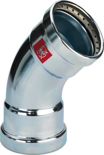 Łuk 45° z SC-Contur ze stali niestopowej ocynk 76,1 mm Prestabo 1126XL