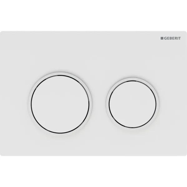 Przycisk uruchamiający GEBERIT Omega20 okrągły przedni/górny z tworzywa sztucznego biały-biały mat-biały 212 x 142 x 10 mm | 115085111