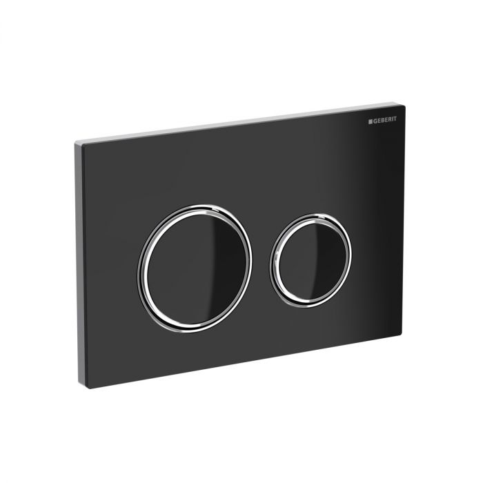 Przycisk uruchamiający GEBERIT Sigma50 (ex Sigma21) okrągły przedni szklany czarny 246 x 164 x 14 mm | 115884SJ1