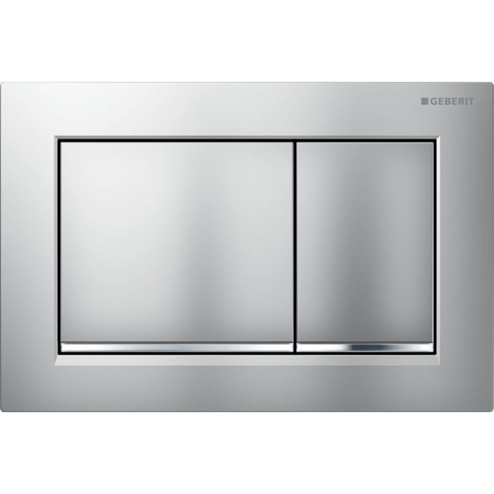 Przycisk uruchamiający GEBERIT Omega20 (ex Omega30) prostokątny przedni z tworzywa sztucznego chrom matowy/chrom błyszczący 212 x 142 x 10 mm | 115080JQ1