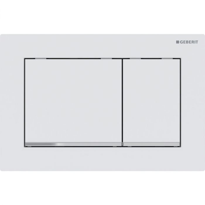 Przycisk uruchamiający GEBERIT Omega20 (ex Omega30) prostokątny przedni górny z tworzywa sztucznego biały matochrom błyszczący 212 x 142 x 10 mm | 115080JT1