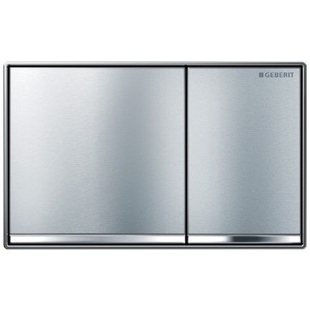 Przycisk uruchamiający GEBERIT Omega60 prostokątny przedni górny chrom szczotkowany, z powłoką easy-to-clean 184 x 114 x 25 mm | 115081GH1