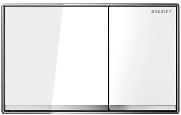 Przycisk uruchamiający GEBERIT Omega60 prostokątny przedni górny szkło biały 184 x 114 x 25 mm | 115081SI1