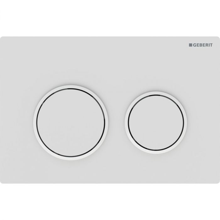 Przycisk uruchamiający GEBERIT Omega20 okrągły przedni/górny z tworzywa sztucznego biały mat-biały-biały mat 212 x 142 x 10 mm | 115085011