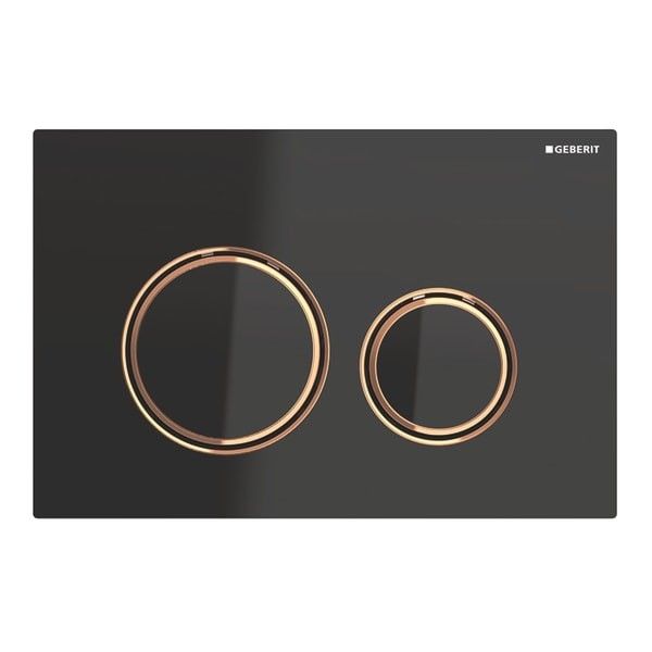 Przycisk uruchamiający GEBERIT Sigma50 (ex Sigma21) okrągły przedni szklany czarny/czerwone złoto 246 x 164 x 14 mm | 115650SJ1