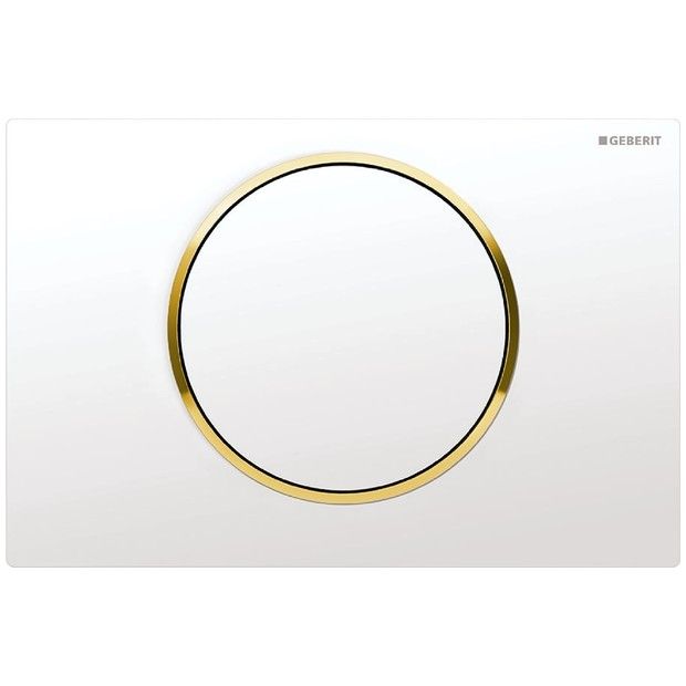 Przycisk uruchamiający GEBERIT Sigma10 okrągły przedni do spłuczek UP320 z tworzywa sztucznego biały/pozłacany/biały 246 x 164 x 14 mm | 115758KK5