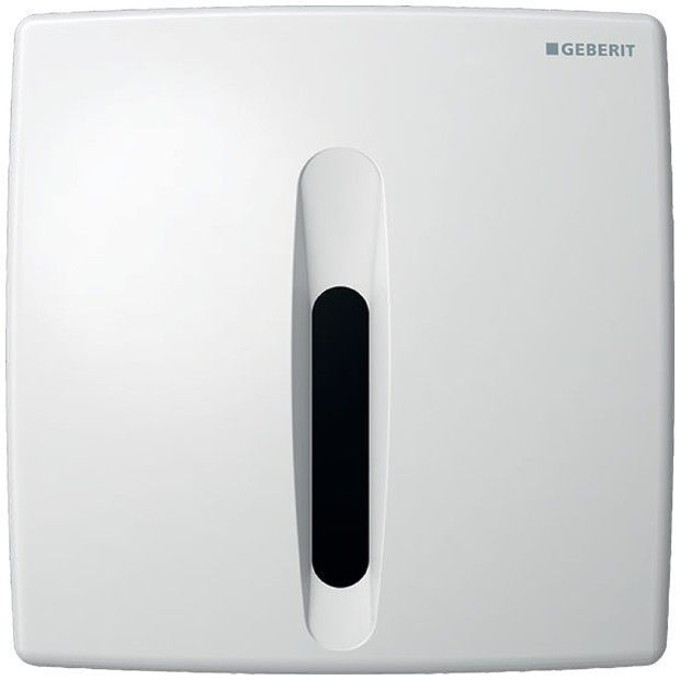 Zawór spłukujący GEBERIT HyBasic elektroniczny do pisuaru, do zastosowania ze stelażem 111.665.00.5 biały alpin 163 x 163 x 25 mm | 115817115