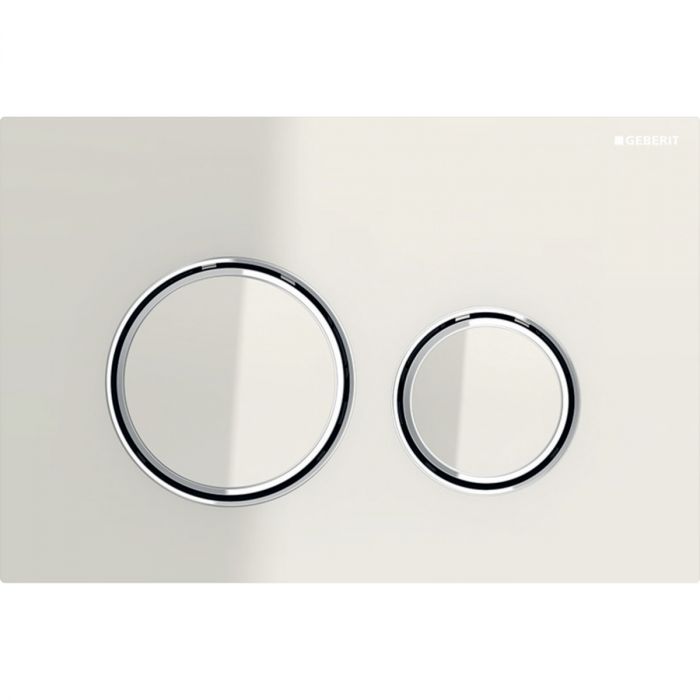 Przycisk uruchamiający GEBERIT Sigma50 (ex Sigma21) okrągły przedni szkło chrom/szary piaskowy 246 x 164 x 14 mm | 115884JL1