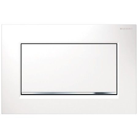 Przycisk uruchamiający GEBERIT Sigma10 1M (ex Sigma30 1M) prostokątny przedni do spłuczek podtynkowych Sigma 12 cm i 8 cm biały/chrom błyszczący/biały 246 x 164 x 12 mm | 115893KJ1