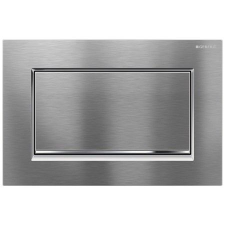 Przycisk uruchamiający GEBERIT Sigma10 1M (ex Sigma30 1M) prostokątny przedni do spłuczek podtynkowych Sigma 12 cm i 8 cm chrom szczotkowany/chrom błyszczący/chrom szczotkowany 246 x 164 x 12 mm | 115893KX1