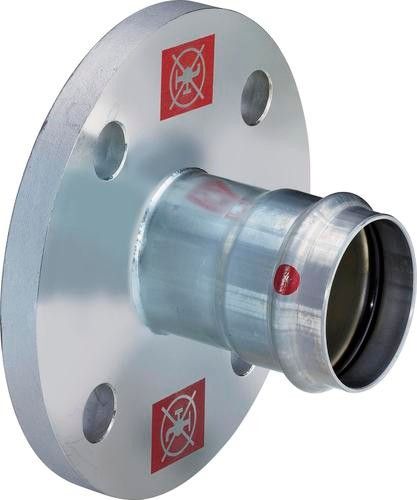 Przejście kołnierzowe z SC-Contur ze stali niestopowej ocynkowanej przyłącze zaprasowywane na 4 otwory PN10/16 DN 32 d35 mm Prestabo 1159
