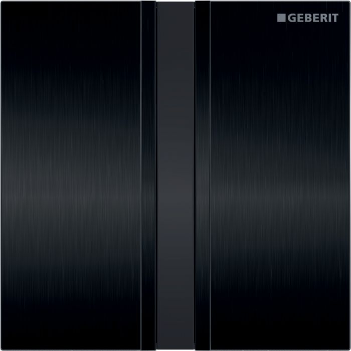 Zawór spłukujący GEBERIT Typ 50 prostokątny elektroniczny czarny chrom / szczotkowany, powlekany easy-to-clean 130 x 130 x 10 mm | 116026QD1