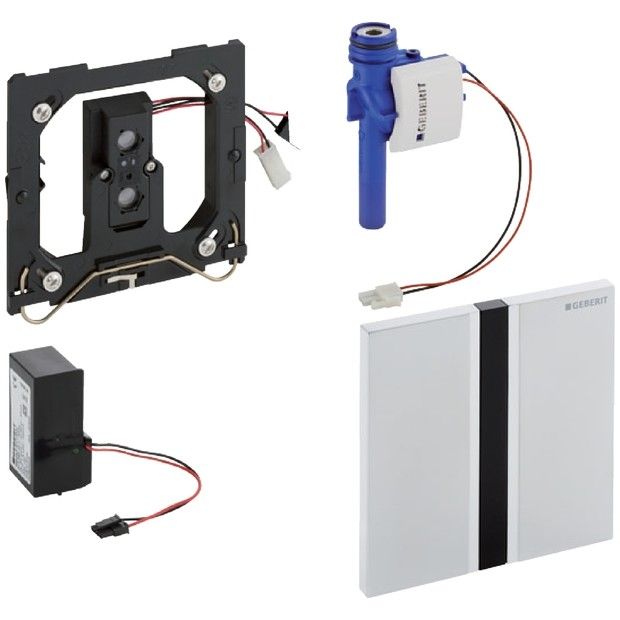 Zawór spłukujący GEBERIT Typ 50 prostokątny elektroniczny chrom szczotkowany 130 x 130 x 10 mm | 116026GH1