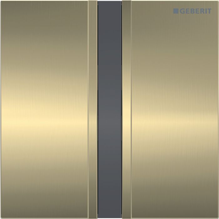 Zawór spłukujący GEBERIT Typ 50 prostokątny elektroniczny mosiądz / szczotkowany, powlekany easy-to-clean 130 x 130 x 10 mm | 116026QF1