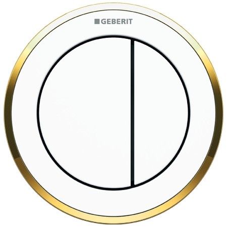 Przycisk uruchamiający GEBERIT Sigma 8 Typ 10 pneumatyczny podtynkowy, dwudzielny z tworzywa sztucznego biały/pozłacany 94 x 94 x 6 mm | 116056KK1