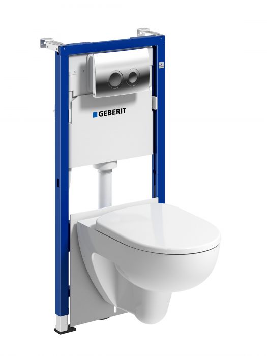Stelaż WC GEBERIT Duofix Basic w komplecie z miską Selnova Compact 500349011, deską Selnova 502897001, przyciskiem Delta25 115125215, uszczelką wygłuszającą 156050001 | 118341212