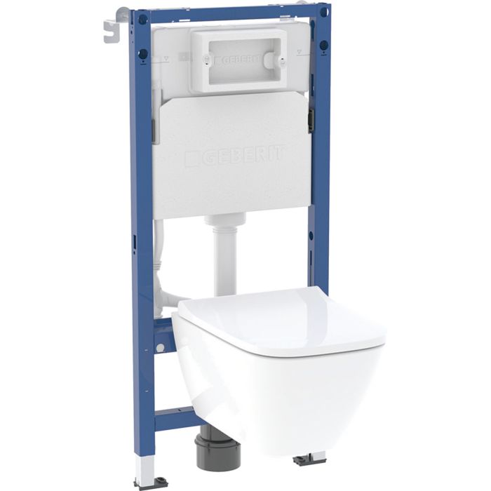 Stelaż WC GEBERIT Smyle Square krótka Duofix Basic w komplecie z miską Smyle Square 500379011, deską Smyle Square 500237011  | 118348003