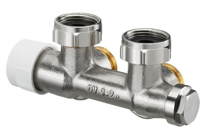 Przyłącze grzejnikowe podwójne kątowe z mosiądzu OVENTROP Multiblock T 1/2" GW Kvs 0.81 | 1184034