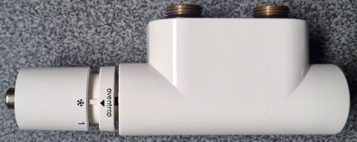 Zestaw przyłączeniowy kątowy do grzejników łazienkowych OVENTROP Multiblock T/Uni DH zestaw: przyłącze grzejnikowe/termostat/maskownica | 1184184DH
