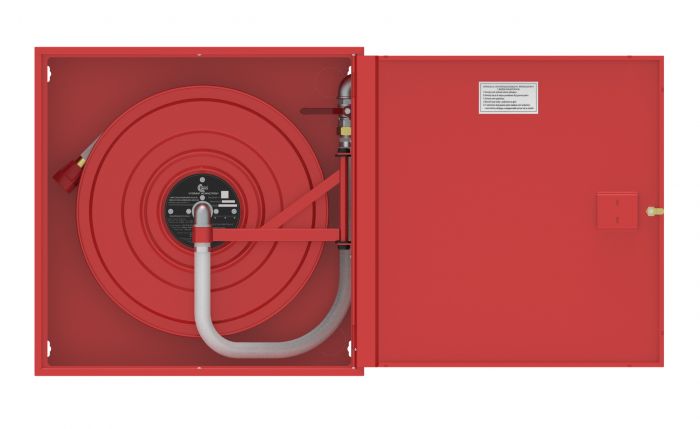 Hydrant wewnętrzny natynkowy HWG-33-30 BPP modułowy drzwi pełne, zamek patent, wąż 30 m 780 x 780 x 250 mm RAL 9010 biały