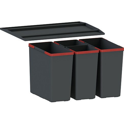 EasySort sortownik odpadów na 4 rodzaje odpadów (2 pojemniki 14,5 l, 2 pojemniki 7,4 l 60 cm czarny
