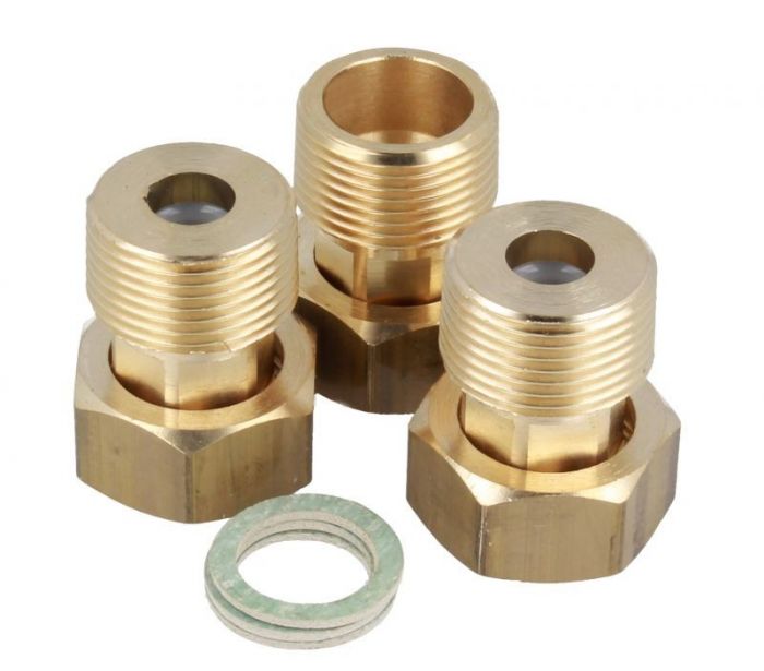Śrubunek do zaworów ATM mosiężny 3/4" x 3/4" GW x GZ z uszczelkami, 3 sztuki