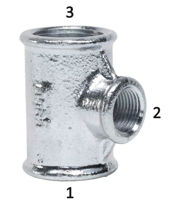 Trójnik gwintowany 90° redukcyjny żeliwny ocynk GW 3" x 1 1/2" x 3"