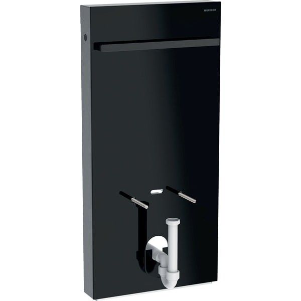 Moduł sanitarny Monolith do bidetu szkło szkło czarne/aluminium czarny chrom 482 x 1010 x 106 mm