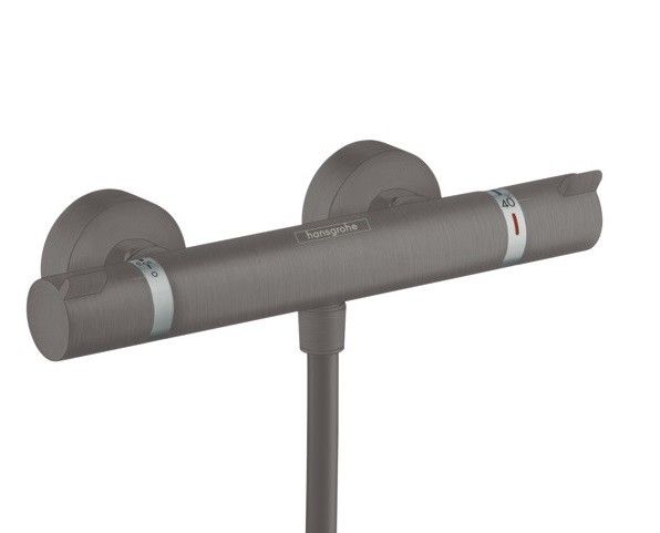 Bateria prysznicowa natynkowa termostatyczna HANSGROHE Ecostat 2-uchwytowa 2-otworowa czarny chrom szczotkowany | 13116340