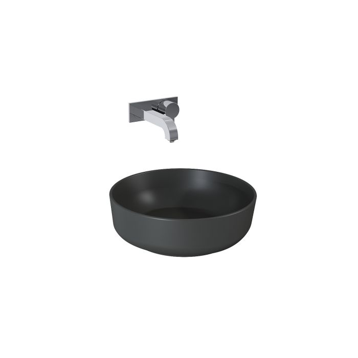 Umywalka ceramiczna ROCA Lorca nablatowa okrągły bez otworu bez przelewu 415 x 415 x 135 mm antracyt matt | RE040420046010