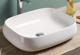 Bivio umywalka ceramiczna nablatowa prostokątny bez otworu bez przelewu 540 x 420 x 145 mm ceram white