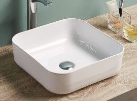 Turda umywalka ceramiczna nablatowa kwadratowy bez otworu bez przelewu 390 x 390 x 135 mm ceram white