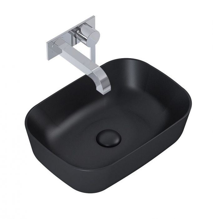 Umywalka ceramiczna ROCA Reni nablatowa prostokątny bez otworu bez przelewu 460 x 330 x 135 mm black  | RE040460037160