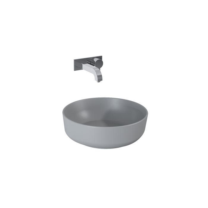 Umywalka ceramiczna ROCA Lorca nablatowa okrągły bez otworu bez przelewu 420 x 420 x 125 mm light grey matt | RE040420045870