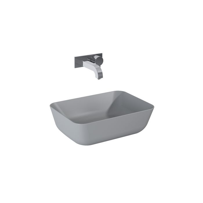 Umywalka ceramiczna ROCA Reni nablatowa bez otworu bez przelewu 455 x 325 x 135 mm light grey matt | RE040460035870