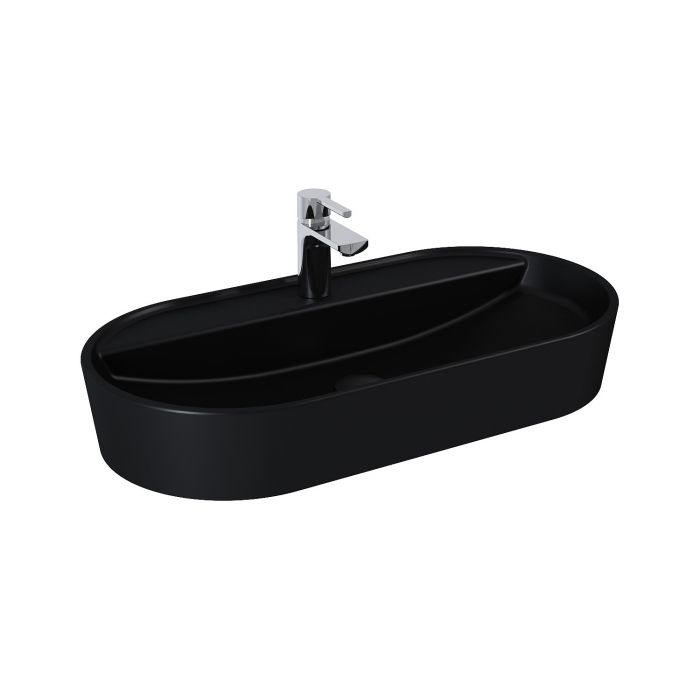 Umywalka ceramiczna ROCA Babette blatowa owalny 1-otworowa 815 x 415 x 135 mm black matt | RE040820017160