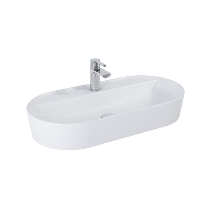 Umywalka ceramiczna ROCA Babette blatowa owalny 800 x 400 x 135 mm ceram white | RE040820018060