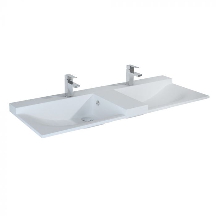 Umywalka konglomeratowa ROCA Metis 120 meblowa DUO 2 - komorowa 1230 x 500 x 50 mm biała  | RE041200088060