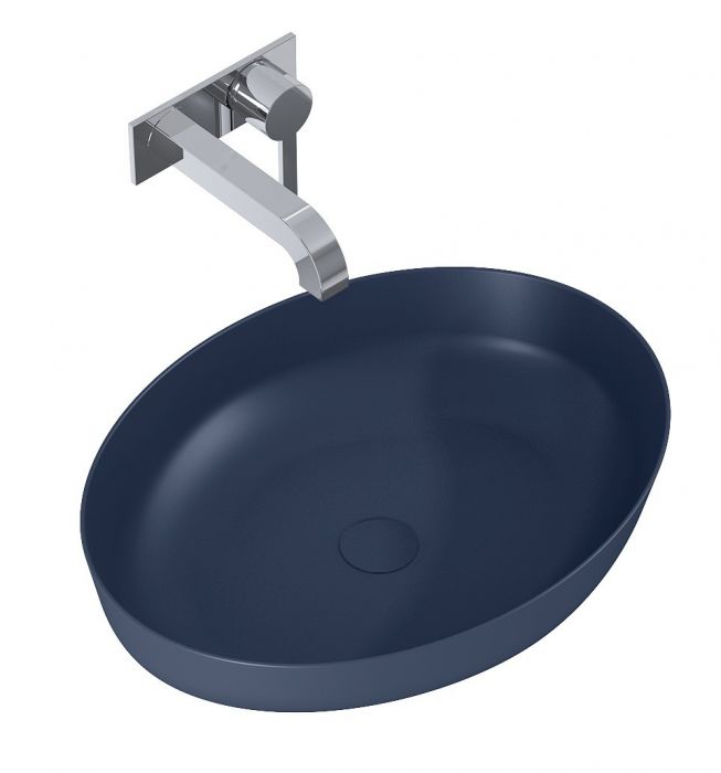 Umywalka ceramiczna ROCA RIKA 52 nablatowa owalny bez otworu bez przelewu 520 x 395 x 130 mm navy blue matt | RE040520087030